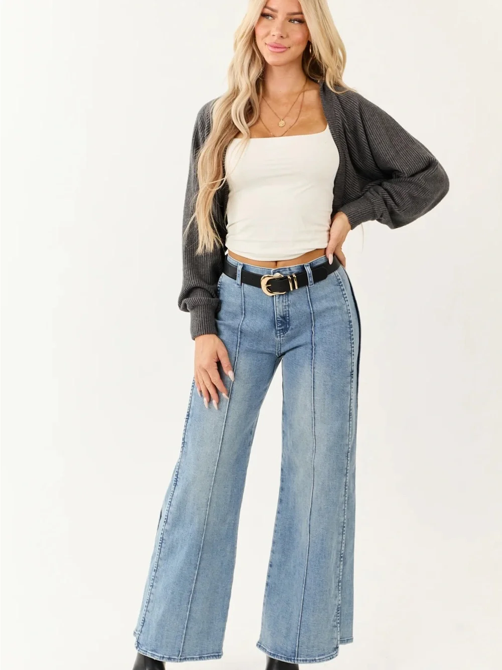 Saige Tummy Control Stretchy Wide Seam Detailed Jeans NWT Size 29